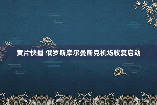 黄片快播 俄罗斯摩尔曼斯克机场收复启动