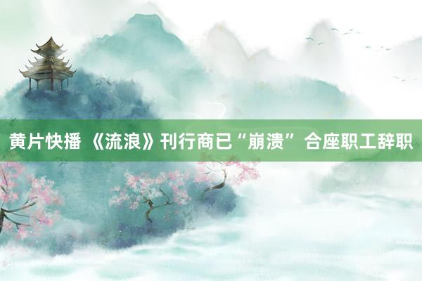 黄片快播 《流浪》刊行商已“崩溃” 合座职工辞职