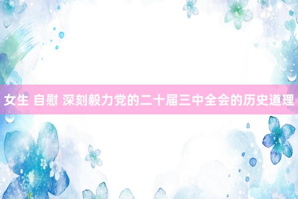 女生 自慰 深刻毅力党的二十届三中全会的历史道理