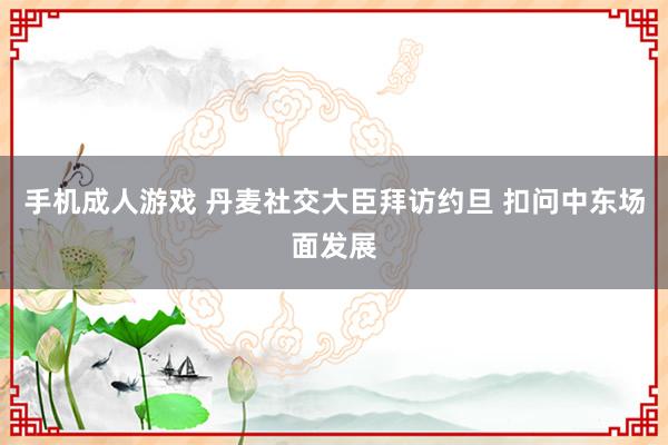 手机成人游戏 丹麦社交大臣拜访约旦 扣问中东场面发展