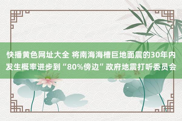 快播黄色网址大全 将南海海槽巨地面震的30年内发生概率进步到“80%傍边”政府地震打听委员会