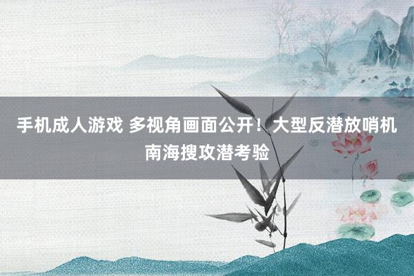 手机成人游戏 多视角画面公开！大型反潜放哨机南海搜攻潜考验