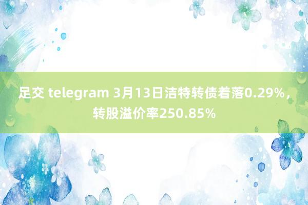 足交 telegram 3月13日洁特转债着落0.29%，转股溢价率250.85%