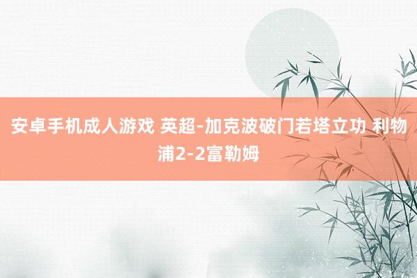 安卓手机成人游戏 英超-加克波破门若塔立功 利物浦2-2富勒姆