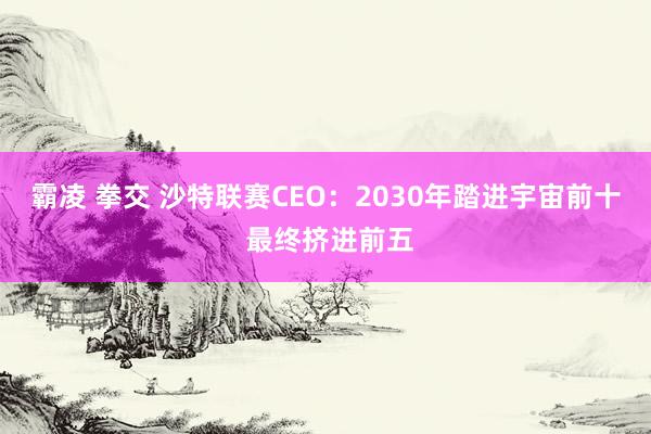 霸凌 拳交 沙特联赛CEO：2030年踏进宇宙前十 最终挤进前五