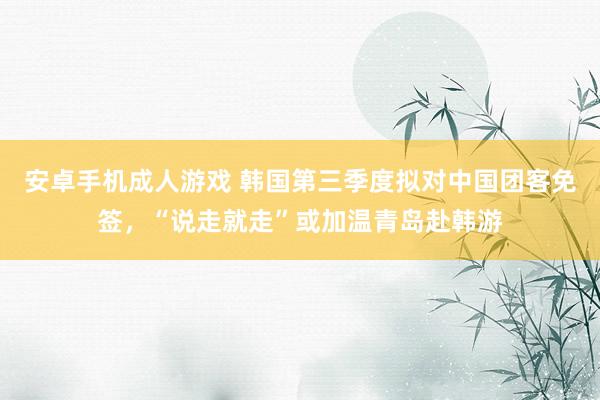 安卓手机成人游戏 韩国第三季度拟对中国团客免签，“说走就走”或加温青岛赴韩游