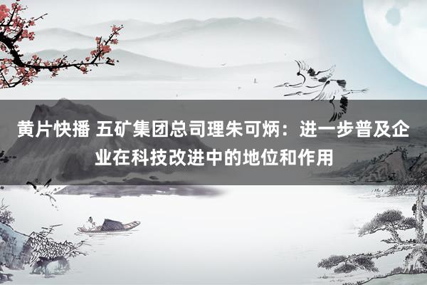 黄片快播 五矿集团总司理朱可炳：进一步普及企业在科技改进中的地位和作用