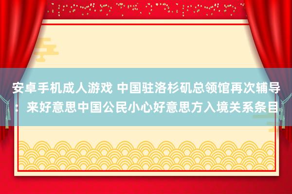 安卓手机成人游戏 中国驻洛杉矶总领馆再次辅导：来好意思中国公民小心好意思方入境关系条目