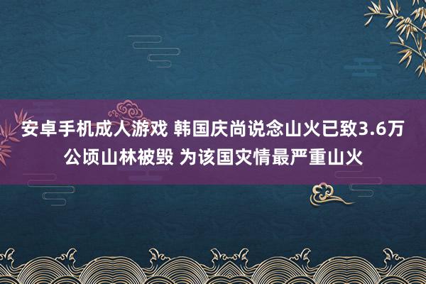 安卓手机成人游戏 韩国庆尚说念山火已致3.6万公顷山林被毁 为该国灾情最严重山火