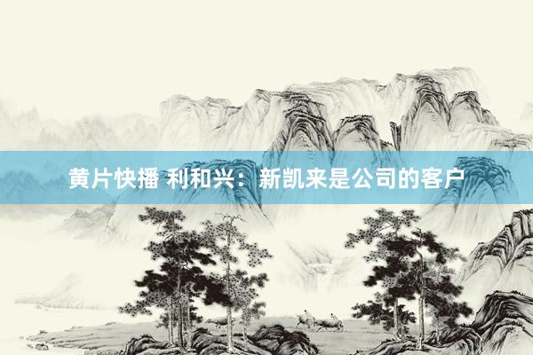 黄片快播 利和兴：新凯来是公司的客户