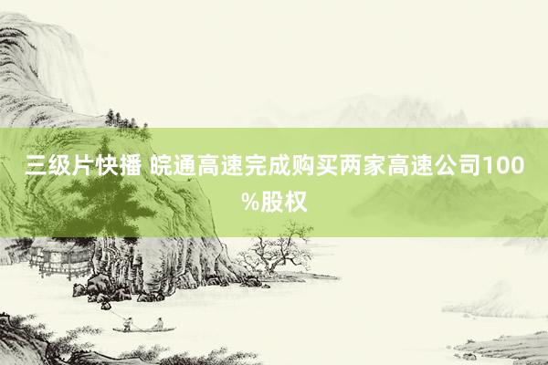 三级片快播 皖通高速完成购买两家高速公司100%股权