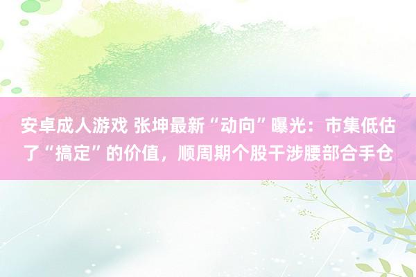 安卓成人游戏 张坤最新“动向”曝光：市集低估了“搞定”的价值，顺周期个股干涉腰部合手仓
