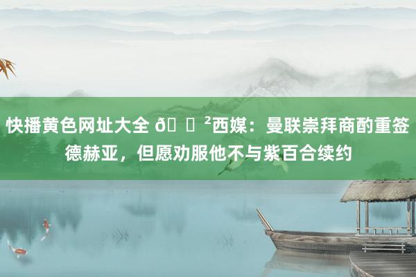 快播黄色网址大全 😲西媒：曼联崇拜商酌重签德赫亚，但愿劝服他不与紫百合续约
