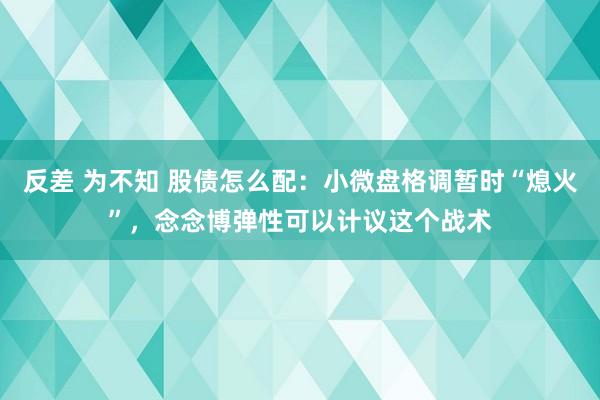 反差 为不知 股债怎么配：小微盘格调暂时“熄火”，念念博弹性可以计议这个战术