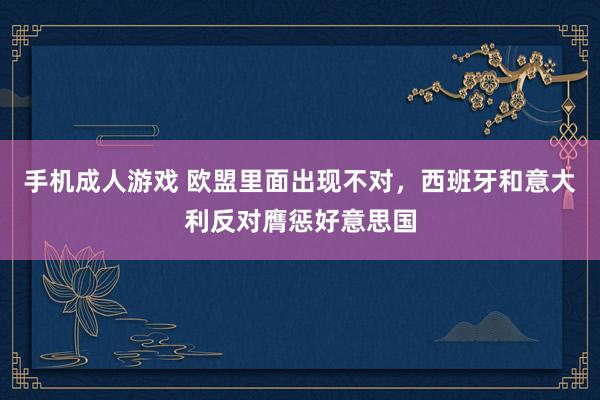 手机成人游戏 欧盟里面出现不对，西班牙和意大利反对膺惩好意思国