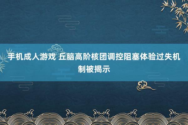 手机成人游戏 丘脑高阶核团调控阻塞体验过失机制被揭示
