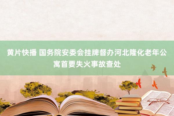 黄片快播 国务院安委会挂牌督办河北隆化老年公寓首要失火事故查处