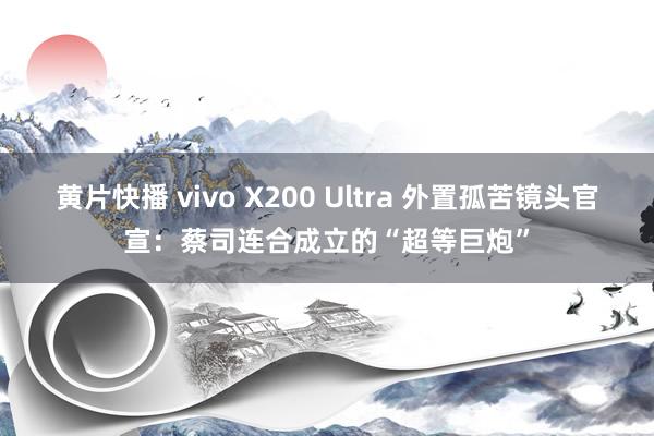 黄片快播 vivo X200 Ultra 外置孤苦镜头官宣：蔡司连合成立的“超等巨炮”