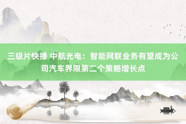 三级片快播 中航光电：智能网联业务有望成为公司汽车界限第二个策略增长点