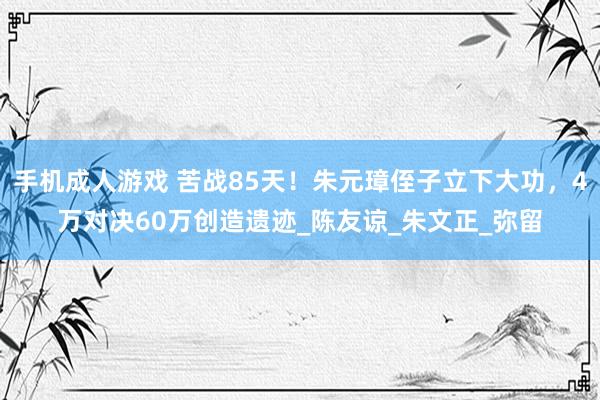 手机成人游戏 苦战85天！朱元璋侄子立下大功，4万对决60万创造遗迹_陈友谅_朱文正_弥留