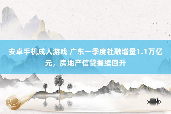安卓手机成人游戏 广东一季度社融增量1.1万亿元，房地产信贷握续回升