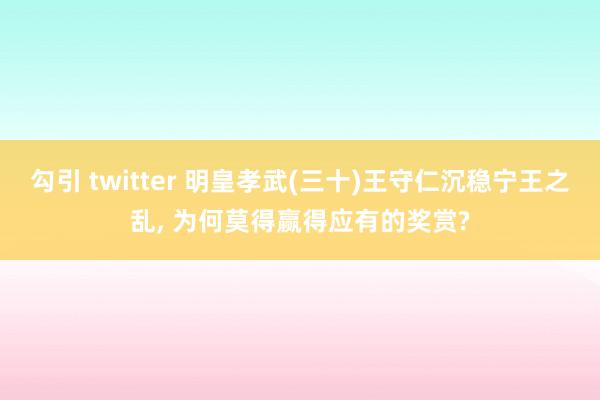 勾引 twitter 明皇孝武(三十)王守仁沉稳宁王之乱， 为何莫得赢得应有的奖赏?