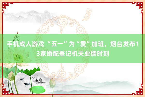 手机成人游戏 “五一”为“爱”加班，烟台发布13家婚配登记机关业绩时刻